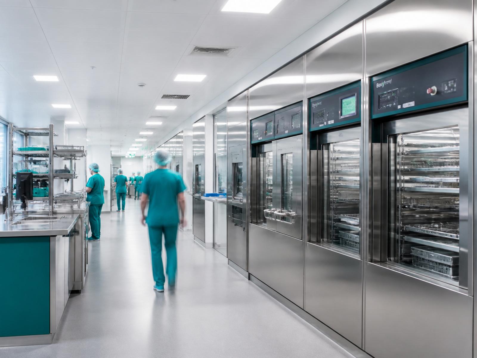 Central sterile services department with autoclaves
